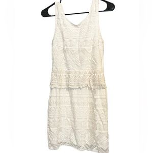 AEO Ivory Lace Sheath Peplum Dress